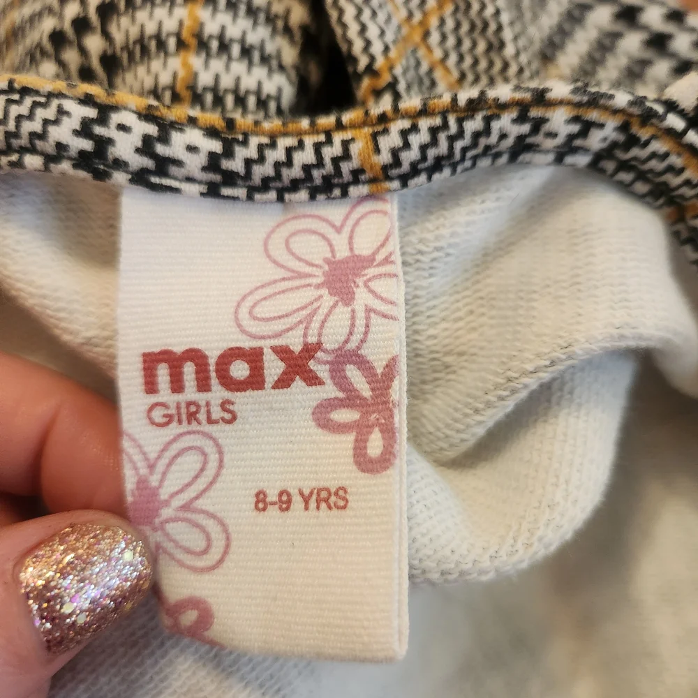Max Girl Girls Plaid Button-Front Sundress in Beige and Black 8-9 yrs
